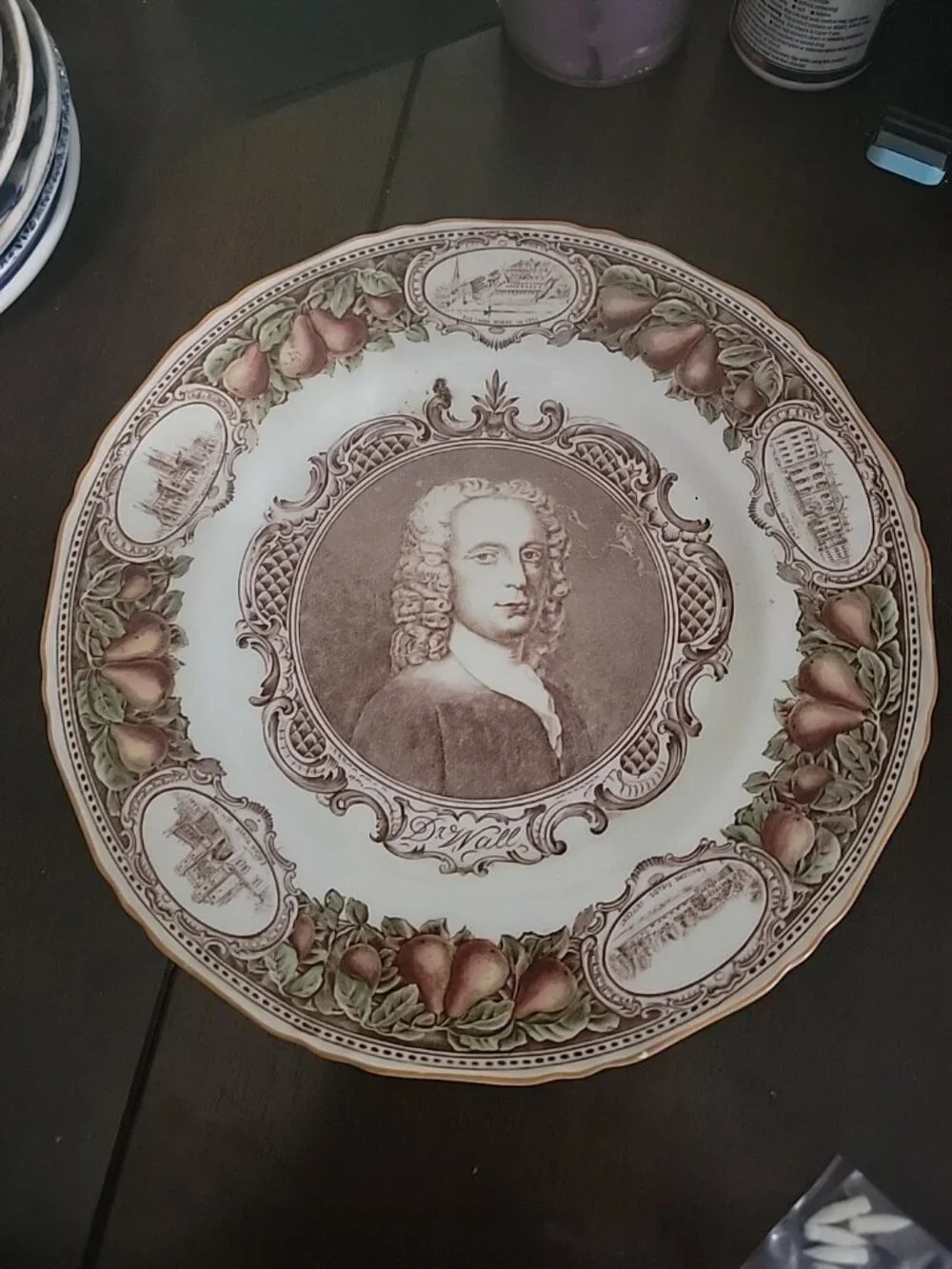 Dr. John Wall Self Portrait On Royal Worcester England Plate